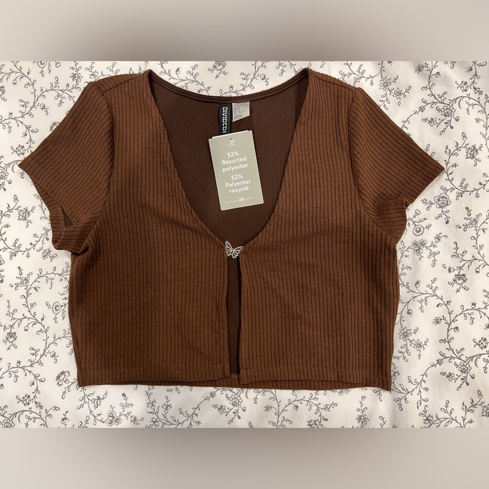 H&M Ribbed Top with Butterfly Detail